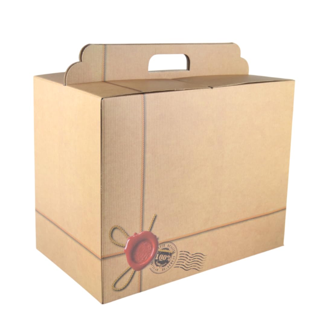 PZ 10 SCATOLE REGALO GRANDE VINI STAMPA NATALIZIA STILE CARTA PACCHI CERALACCA GRANDE 43,5 x 25,5 x 35 CM IDEALI PER PACCHI NATALE STRENNE REGALO