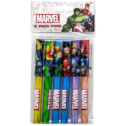 Disney Marvel Avengers Pen Set - 6 Pc Ballpoint Pens for Adults - Teenagers - Kids