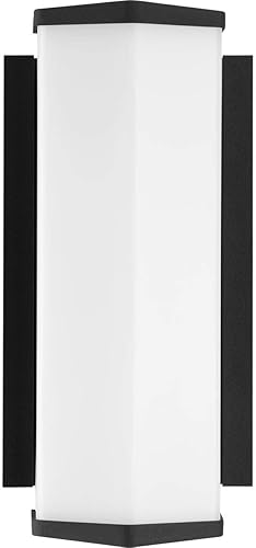 Miniatura 4 de Progress Lighting Z-1070 Colección LED 1-Luz Blanco Acrílico Sombra Moderno Aplique de Pared Pequeño para Exteriores Luz Texturizada Negro
