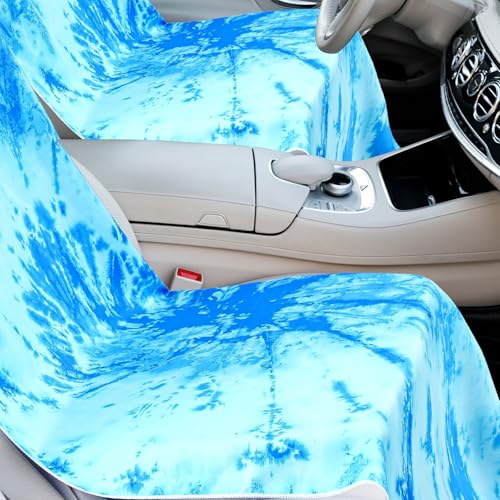 Image of Hahafelt 1 Pack Car Seat Towel Cover with Storage Bag, Blue Tie Dye Style
