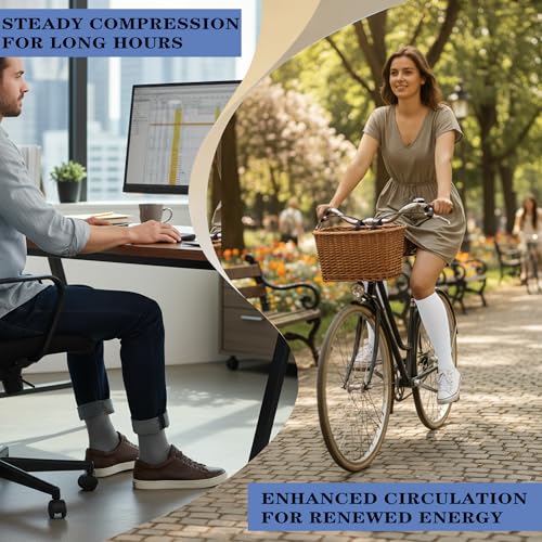 Image of 3 Pairs Knee High Graduated Compression Socks For Women and Men - Best Medical, Nursing, Travel & Flight Socks - Running & Fitness - 15-20mmHg