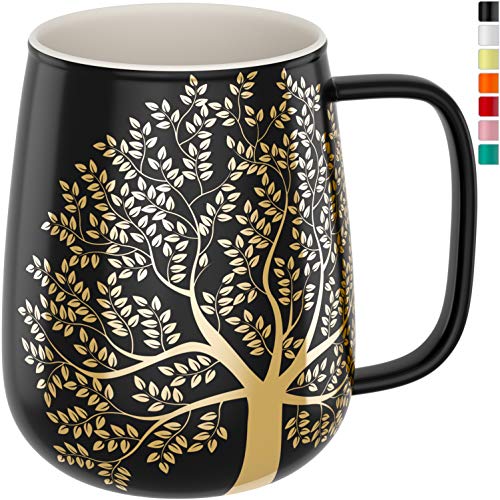 amapodo tasse à café grand porcelaine avec anse 600ml jumbo tasse à café Gris foncé Cadeaux pour femmes hommes