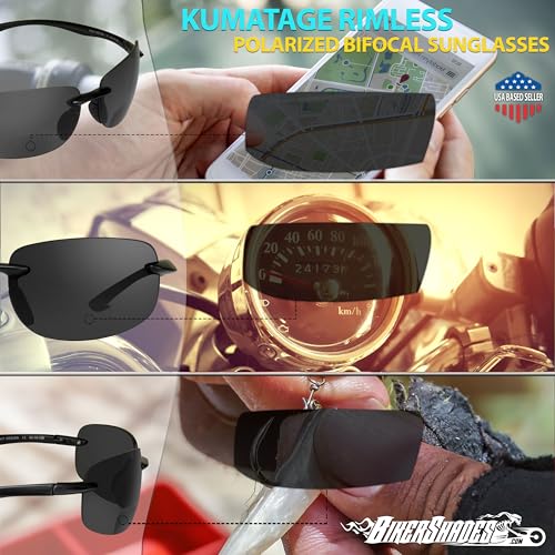 Bikershades Polarized Bifocal Reading Sunglasses Wrap Around Sport TR90 Black Frame Grey Lens4