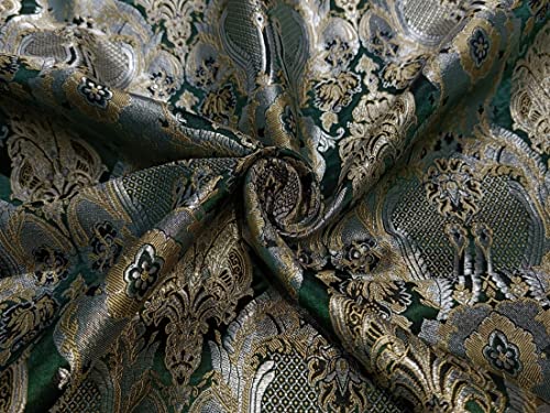 Tissu jacquard brocart rigide pour éviter les vêtements sans tenue, vert foncé 112 cm