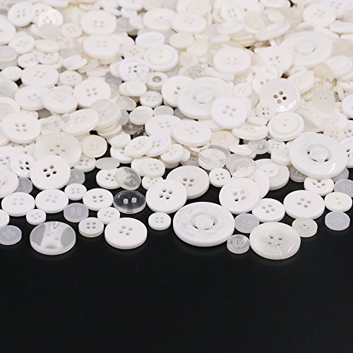 Rustark 650Pcs White Series Resin Buttons Favorite Findings Basic Buttons 2 And 4 Holes Craft Buttons For Arts, Diy Crafts, Decoration, Sewing - Sizes Range From 0.28 To 1.18 Inch #TOP3