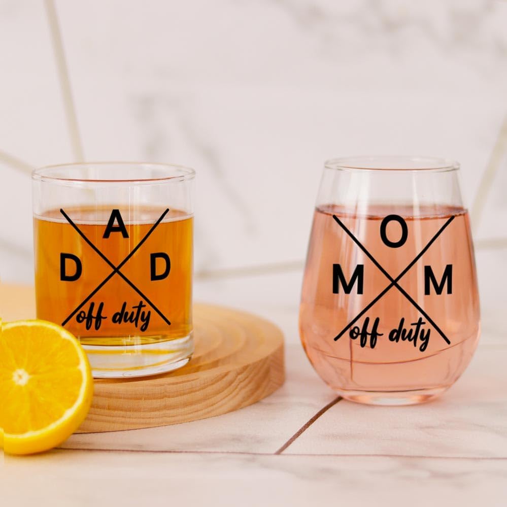 Mom Dad Gifts Set, New Parents Gifts for Couples, Dad Mom Cups - Gift for Parents To Be, Pregnancy Gift for Expecting New Moms Dads off Duty Glass Cup - Image 7