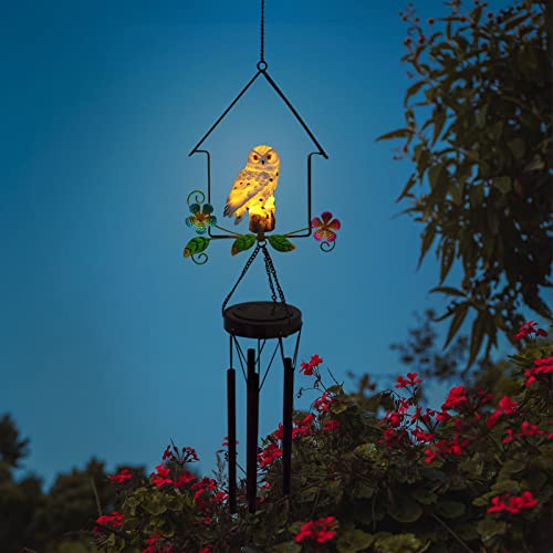 Bqoqb Solar Owl Wind Chime Outdoor Led Light Up Bird Wind Chime Garden Owl Sculpture Yard Art For Room Balcony Window Garden Yard Patio Lawn Decoration(White Owl) #TOP7