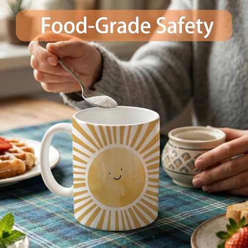 Taza infantil de cerámica con diseño de sol sonriente 11 oz miniatura 2