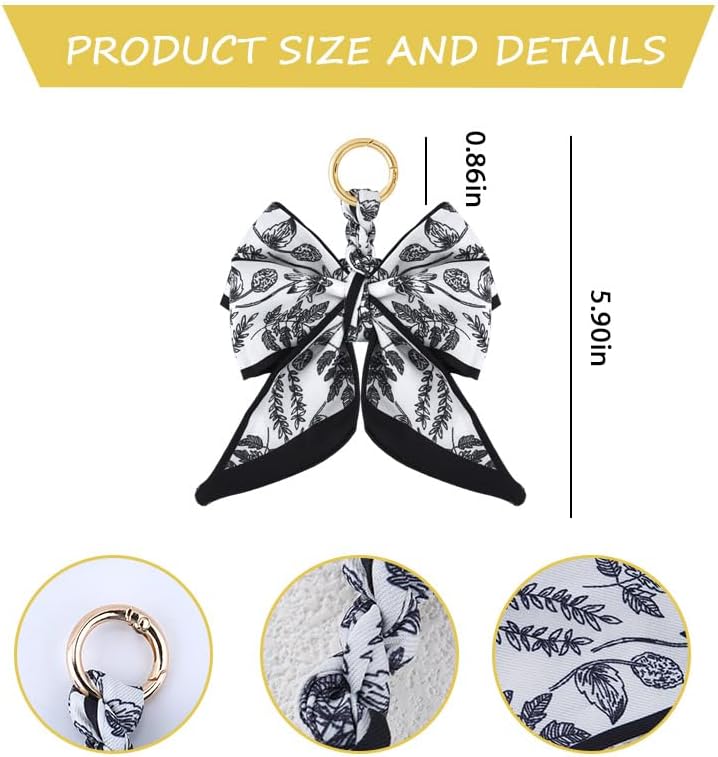 Silky Satin Bow Key Chain for Women Handbags Purse Bowknot Keychain for Ladies Bag Pendant - Image 2