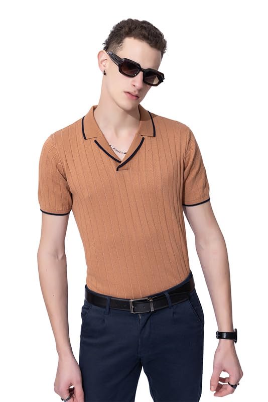 Image of Armisto Men's 100% Cotton Fancy Party Polo T-Shirt /Neutral Colour