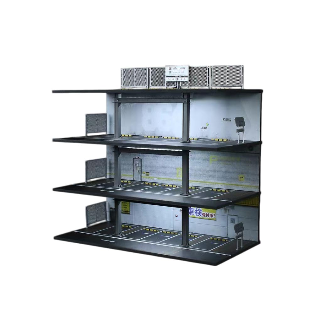 XPPX 1/64 Scale 4 Story Parking Garage Diorama LED Light Up Display Case