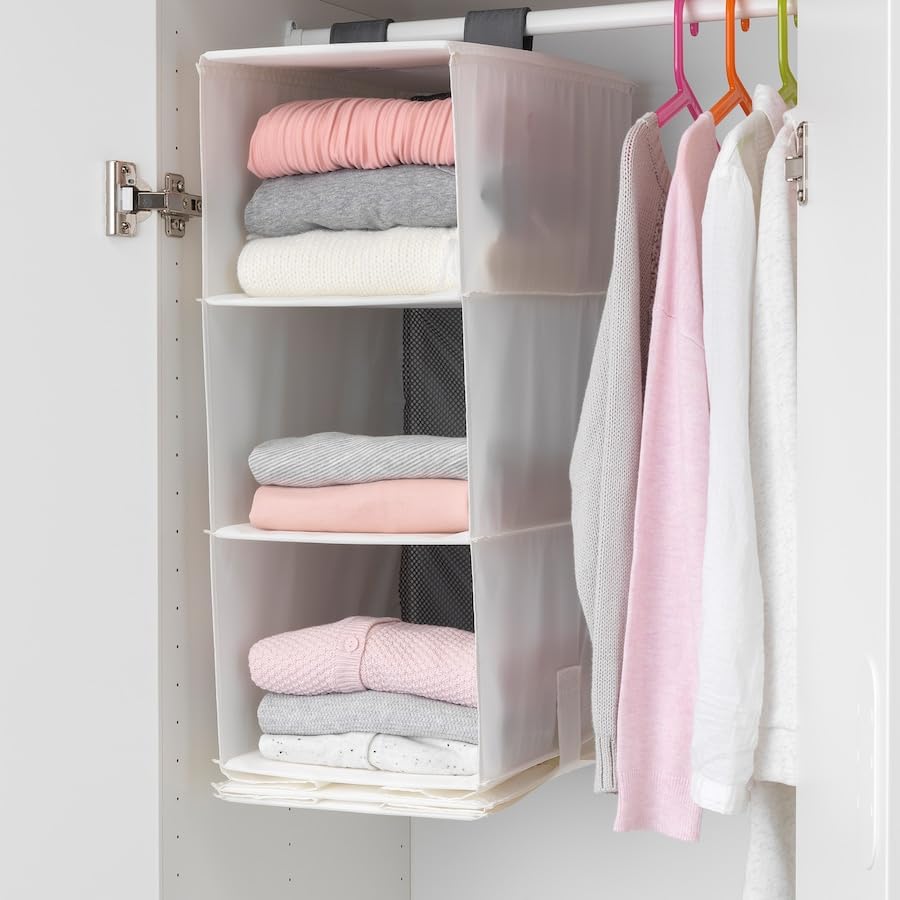 RASSLA Organiseur de rangement suspendu à 5 compartiments Blanc 25 x 40 x 98 cm