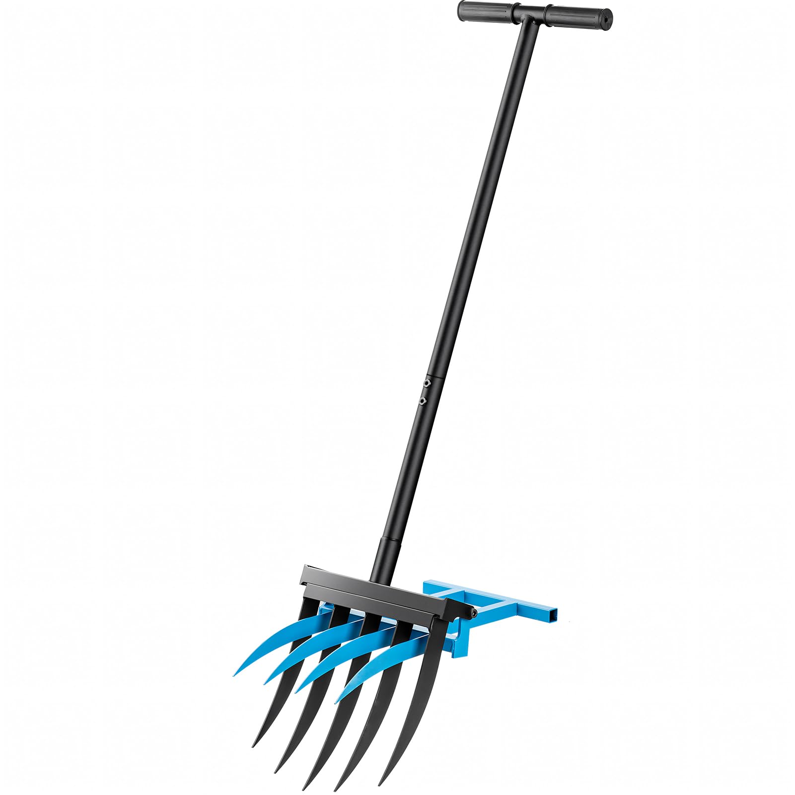 Heavy Duty Pitch Fork for Gardening, 5-Tine Broad Fork with Long Handle, Digging Fork, 2-in-1 Garden Fork for Digging & Crushing Soil, for Garden, Lawn, Farm, Black