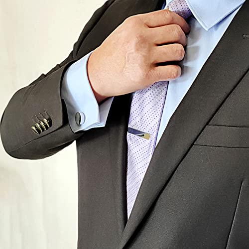 Cufflinks For Men Silver Blank Cuff Links And Tie Clip Set Gifts For Men Father Lover (Round) #TOP3