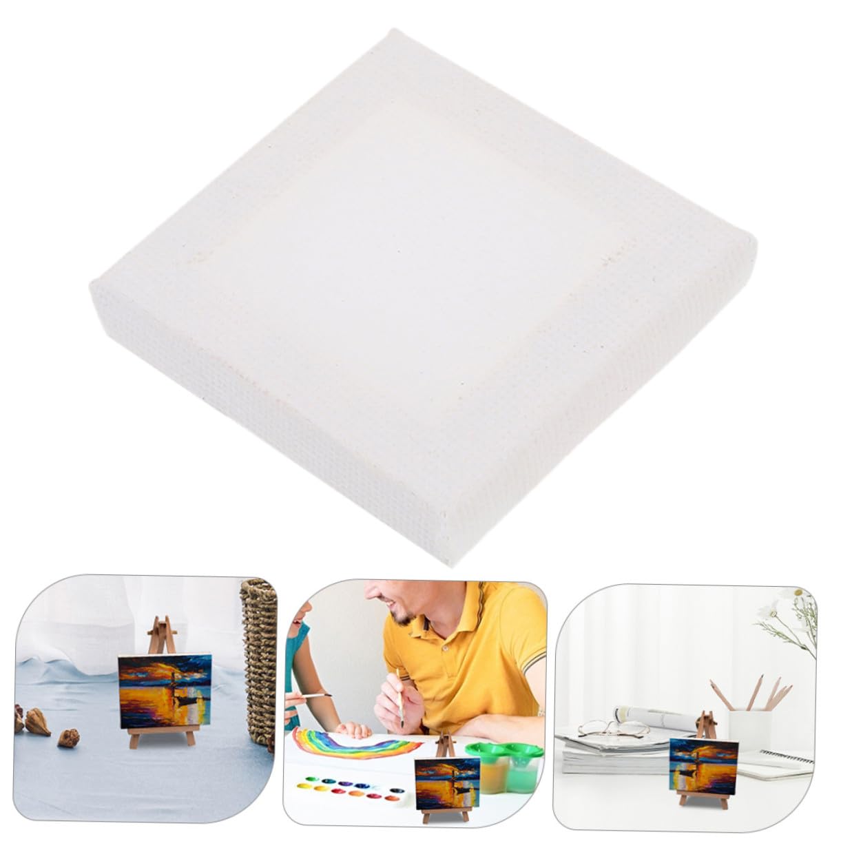 60 Pièces Lot de Mini Toiles Carrées Coton Robuste pour Peinture Cadres Solides pour Projets DIY Art Décoration Maison pour Garçon Fille et Adultes