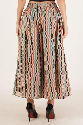 Image of COTLAND Fashions Jaipuri Cotton Printed Flared Palazzo Pants for Women