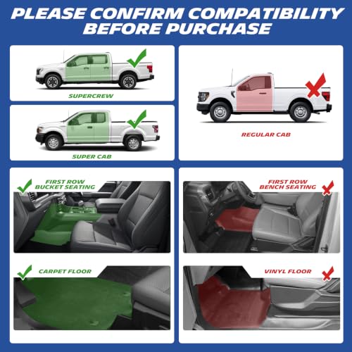Image of Michelin Vehicle Mats for 2015-2025 Ford F150 /2022-2025 F-150 Lightning | Fit 2017-2025 Raptor, SuperCrew Cab, All-Weather TPE Custom Fit Floor Mats /Truck Liner, 3 PCS, Elite