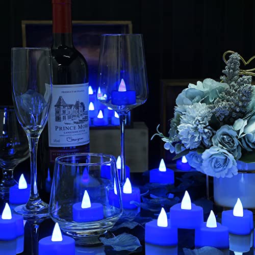 Image of Coume 6000 Pieces Artificial Rose Petal 72 Pieces LED Tealights Candle, Romantic Decorations Special Night Rose Petal Heart Candle for Valentines Wedding Anniversary Proposal Decor(Blue Light)