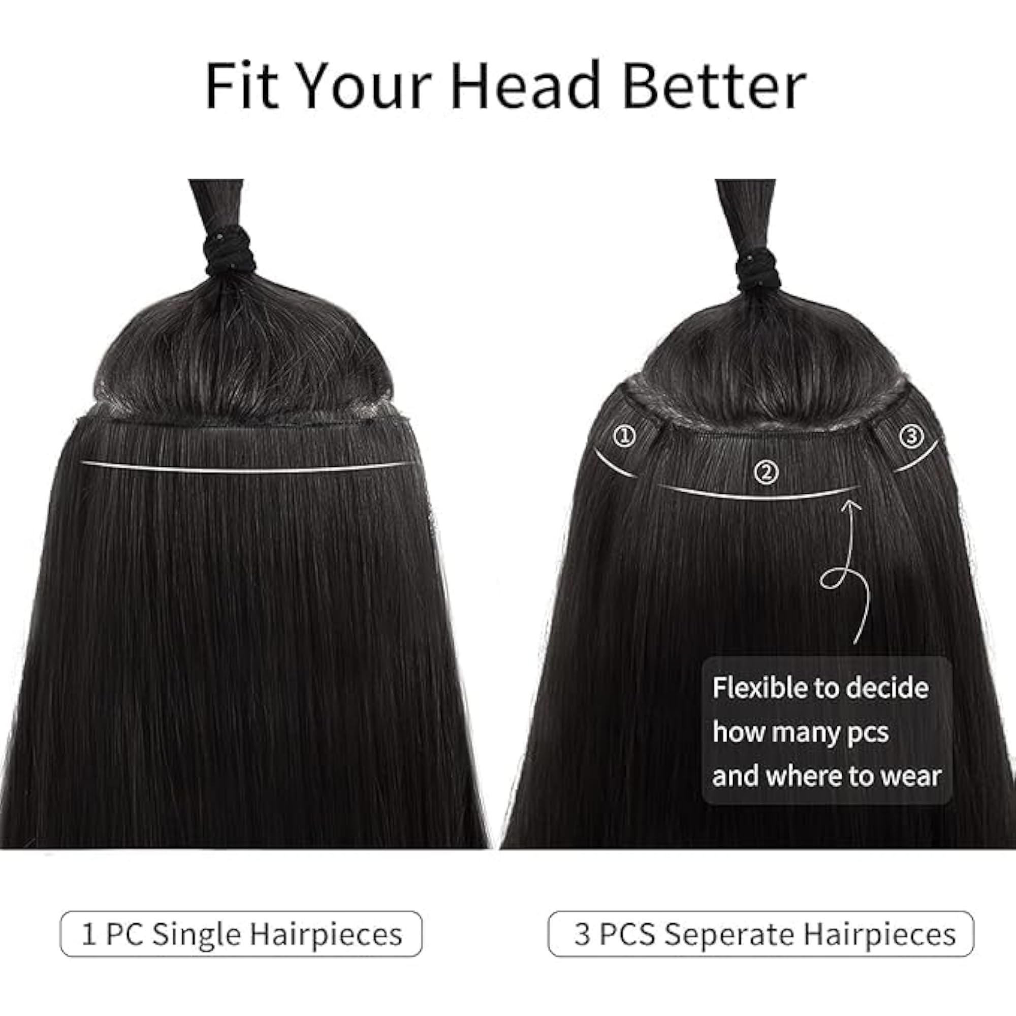 Darshan Slip Based 3 Clip Hair Topper Extension