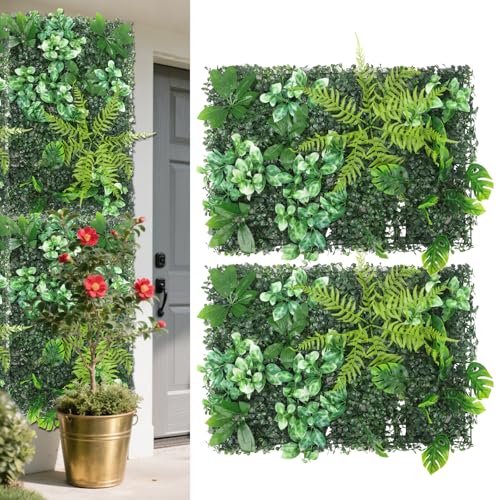2 Kunstpflanzen-Wandpaneele 60x40cm, künstliche Grünpflanzen an der Wand, realistische Pflanzendekoration, geeignet für Innen, Außen, Wand, Balkon, Garten, Hochzeit. (C05)