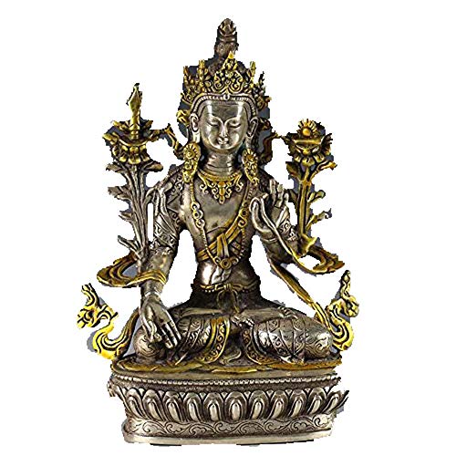 Statue de Tara Bouddha en bronze blanc doré pour coin zen de salon