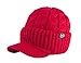 Newsboy Cable Knitted Hat with Visor Bill Winter Warm Hat for Women in Black, Charcoal, Dark Brown, Hot Pink, Red, White (Red)
