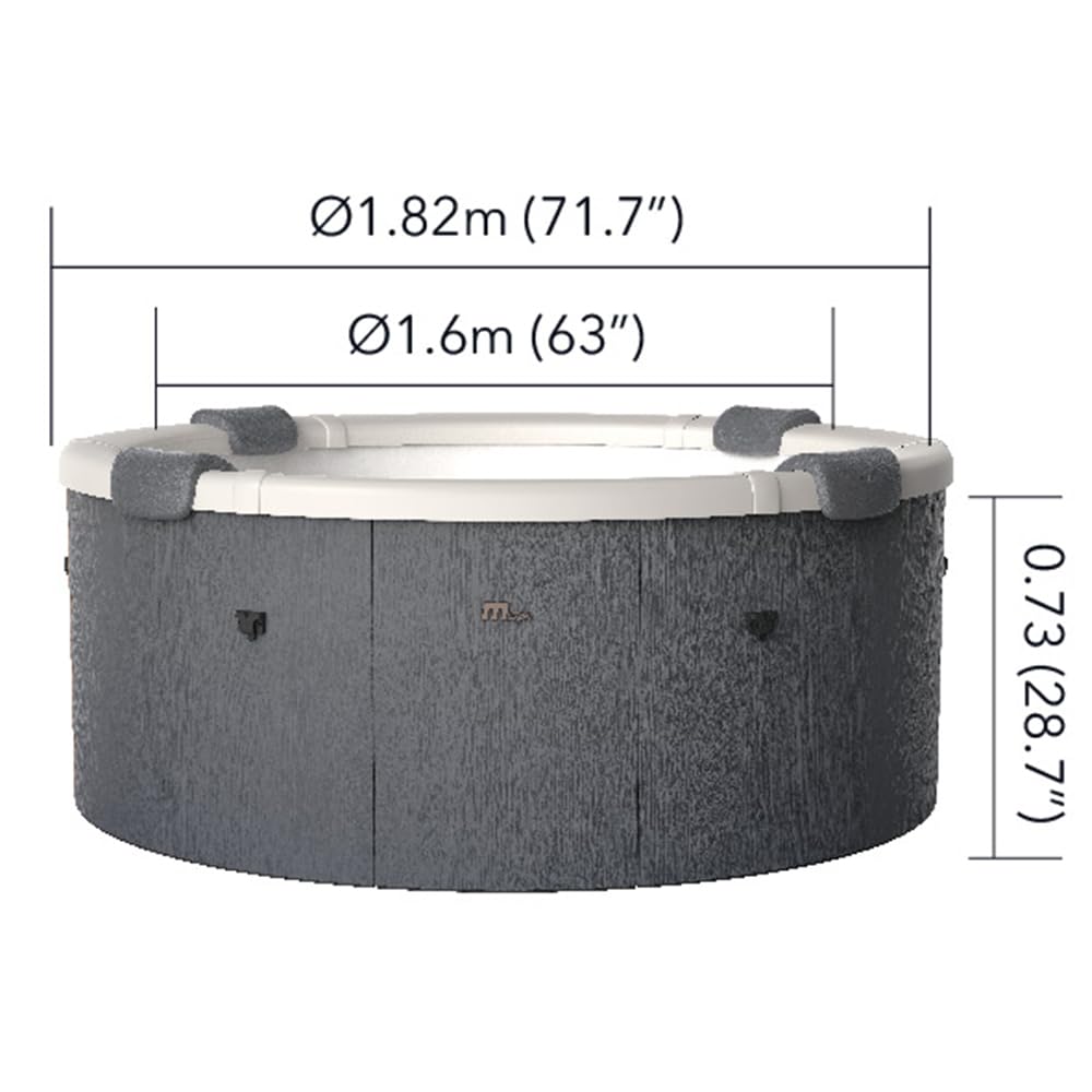TEMPO STYLE - Vasca Idromassaggio Rotonda MSpa Denver | 1.82 Ø x 0.70 H | 130 getti d'aria massaggianti | 8 Idrogetti | Riscaldatore | Copertura termica inclusa