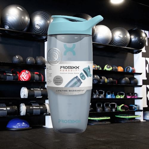 Image of Promixx Pursuit Protein Shaker Bottle (32 oz) - Silent No-Ball Mixer, Leak-Proof Lid, BPA /BPS & Phthalate-Free ECOZEN - Easy-Clean Shaker Cup for Protein Shakes, Pre & Post-Workout Smoothies