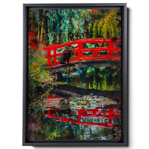 Amazon.com: Vintage Monet Waterlily Cat Canvas Wall Art Famous Painting ...