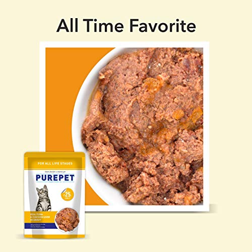 PUREPET-All-Life-Stages-Wet-Cat-Food-Real-Tuna-and-Chicken-Liver-in-Gravy-15-Pouches-15-x-70g