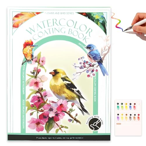 NANASUGUR Libro para Colorear Acuarela Portátil para Adultos Acuarelas Portatiles Colorear por Numeros Adultos Ideal para Relajación y Stressabbau Pintar con Agua