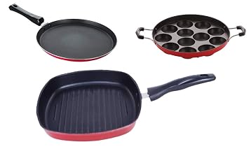 Nirlon Dishwsher Safe Non Stick Gift Cookware Set of 3 Pieces (FT11_AP12_GP24)