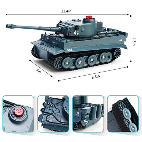 JJRC RC Tank 1/30 Remote Control Military Battle Tank Toy That Shoots with Lights & Realistic Sounds RC Vehicle 270°Rotational Military Toy Truck (German Blue) - Thumbnail 6
