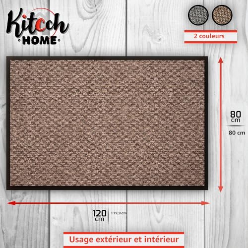 Kitcch Grand Tapis Antiderapant Exterieur et Interieur pour Votre Porte d Entree Maison | Paillasson Absorbant pour Votre Seuil de Porte | Paillasson Marron/Beige 80x120cm – vue 3