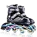 Pattini in linea per bambini, adulti, pattini a rotelle regolabili, pattini in linea lampeggianti per bambini con ruote in PU, pattinaggio a pattinaggio da ragazza, ragazzo, uomini e donne (nero, S)