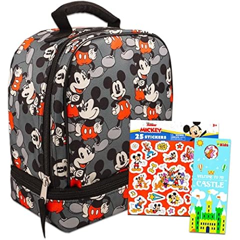 Mickey Mouse Lunch Box Travel Activity Set ~ Insulated Mickey Mouse Lunch Bag with Mickey Mouse Stickers and Bonus Beach Kids Door Hanger for Boys Girls Kids (Mickey Mouse School Supplies Bundle) Cover