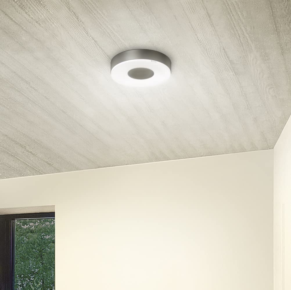STEiNEL LED plafonnier RS 200 SC, détecteur de mouvement 360°, luminaire intérieur intelligent, peut être mis en réseau, commandé par application Bluetooth 078782 Anthracite