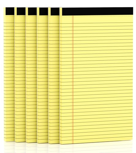 Image of Yellow Legal Pads 8.5 x 14 Note Pads, 6 Pack 8.5 x 14 Notepads, Wide Ruled Lined Paper, Micro Perforated Writing Paper, 30 Sheets Per Notepad for Work /School /Office
