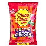 chupa chups lolli BEST OF CHUPA CHUPS: Die bunten Lutscher in den beliebtesten Sorten lassen keine Wünsche offen; Die Sortierung der Lutscher variiert produktionsbedingt, da die Packung maschinell befüllt wird. Bitte beachten Sie das die Geschmacksrichtung Himbeere-Vanille nicht mehr teil des Sortiments ist