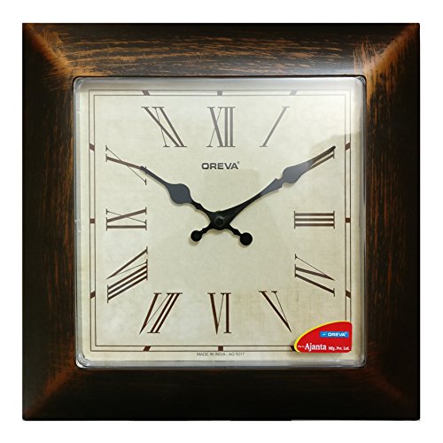 Oreva Ajanta Quartz Round Wall Clock (28.5x 4 x 28.5cm, Brown, Plastic)