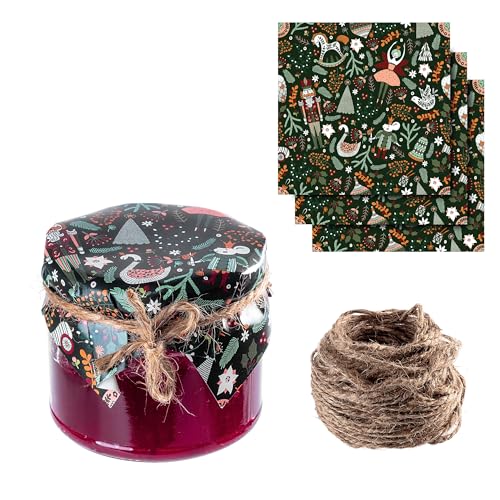 KADAX Centrino decorativo per barattoli di marmellata, centrini decorativi con cordoncino di iuta per barattoli di marmellata, centrini di carta (Natale, 50 pezzi)