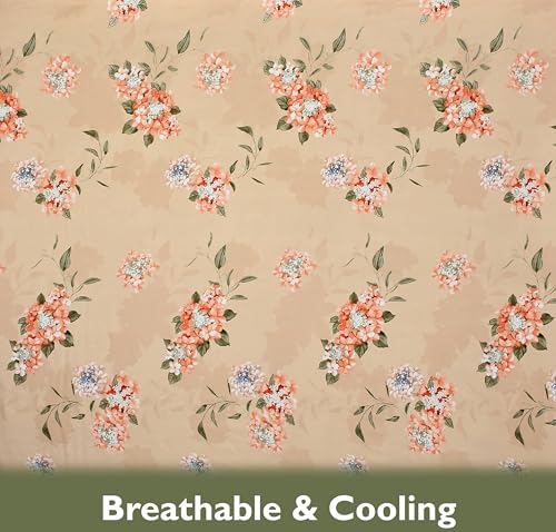 Image of Fresh From Loom Hypoallergenic Floral Print Single Bed Bedsheet with 1 Pillow Covers - Microfiber, 240 TC (60 x 90 inch| Beige, Floral Design)