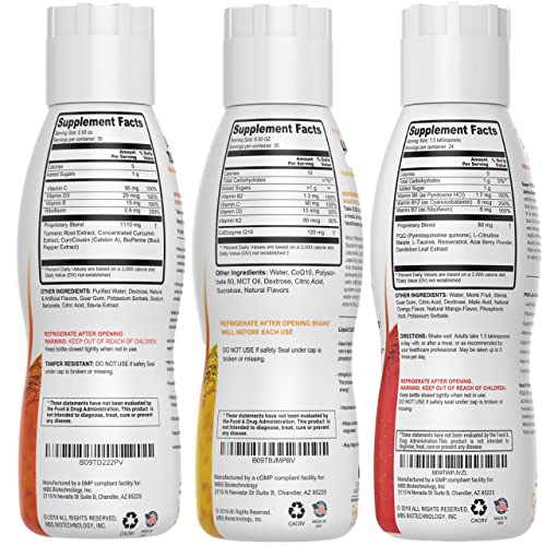 17Oz Liquid Turmeric, Coq10, Pqq Bundle Three Pack Supplement #TOP7