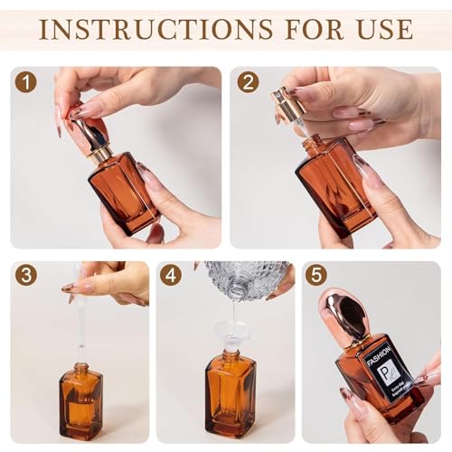 Yebeauty 3pcs 30ml Refillable Perfume Bottles, Glass Perfume Bottles Empty Atomizer Mist Spray Bottle for Perfume Cologne Dispenser, Clear Pink Amber4