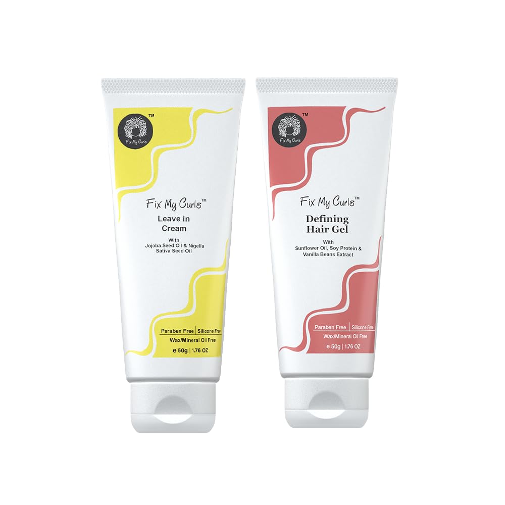 Travel sized Protein Styling Bundle With Defining Hair Gel And Leave In Cream for High - Medium Porosity 2A- 2C hair 50 Gm Each, Multi