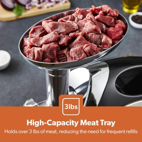 Geepas Electric Meat Grinder 1800W – Stainless Steel Meat Mincer & Sausage Stuffer, Food Grinding Mincing Machine With Kibbe – 3 Different Cutting Plates, Reverse Function, Plastic Housing (Black) - 8