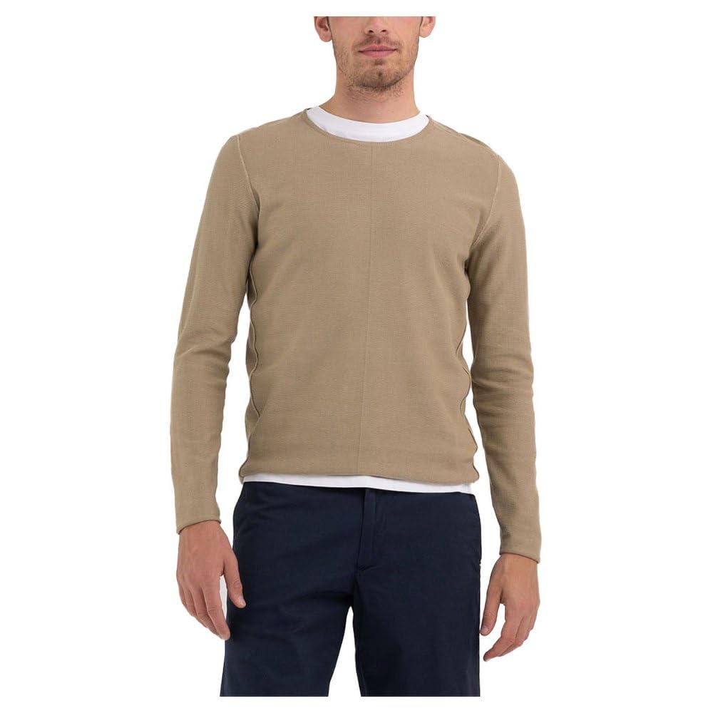 Replay Men's Knitted Sweater with Round Neck, Peanut 725 (Brown), XL