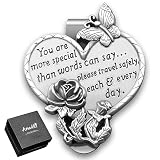 Anwlki Car Visor Medal Heart-Shaped Visor Clip Accessories Bless Driving Safety Prayer Religious Gift for Parent, Family, Friend, Driver (1)