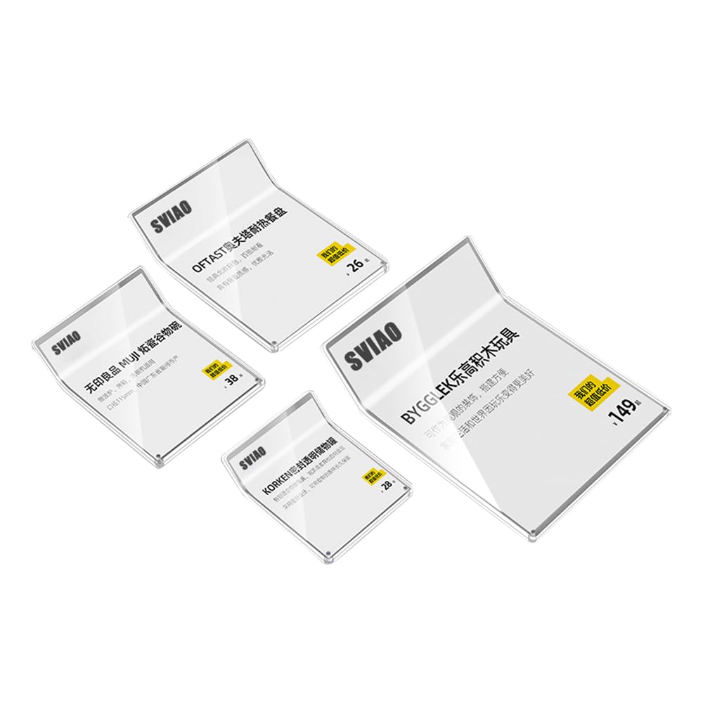 ECKEK Acrylic Label Holder Price Tag Displays Sign Holder Data Card Holder Ads Display Stand (B:80*100mm/3.15*3.94 inches) - Image 2