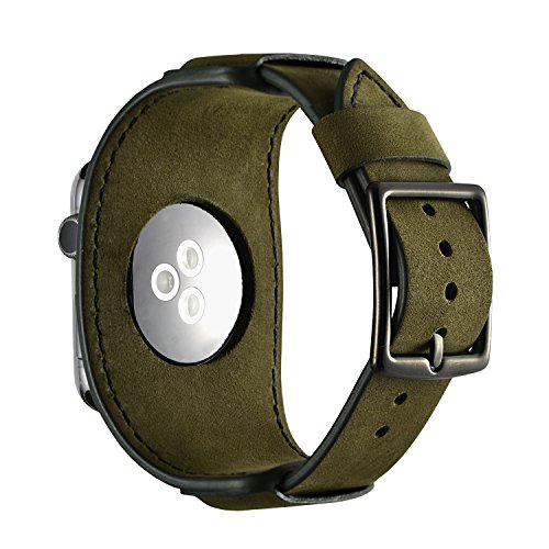 Coobes Compatible With Apple Watch Band 49Mm 45Mm 44Mm 42Mm Men Women Genuine Leather Compatible Iwatch Ultra Bracelet Wristband Cuff Strap Compatible Apple Watch Series 8/7/6/5/4/3/2/1 Se Se 2(Green) #TOP2